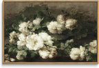 InSimSea Framed Canvas Wall Art Vintage Decor, Room Decor White Roses Still Life Paintings Canvas Print, Mid Century Modern Decor for Living Room, Bathroom Farmhouse Kitchen, 16"x24"