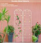 2 Pack Metal Garden Trellis 86.7" H Garden Fence Rustproof Trellis Cream White for Climbing Plants Support Roses Flower Cucumber Outdoor Lawn, Cream White