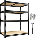 40" W Garage Shelving, 4 Tier Storage Shelves Load 2000 lbs, Adjustable Garage Shelves, Metal Shelving Unit for Warehouse, Basement, Pantry, 40" Wx 16" D x 60" H, Black
