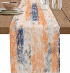 Vintage Oil Painted Cotton Linen Table Runner for Dining Kitchen, Wedding Outdoor Party Tablerunners Decoration, Abstract Modern Orange Minimalist Dresser Scarf Coffee Tablecloth Runners 13x60 Inches