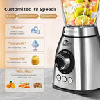 Uten 800 Watt Fast Countertop Blender for Smoothies and Shakes, Ground Coffee Beans, 60 Oz Glass Jar, 18 Speed Levels, 3 Programs Ice Crush, Smoothie, Pulse
