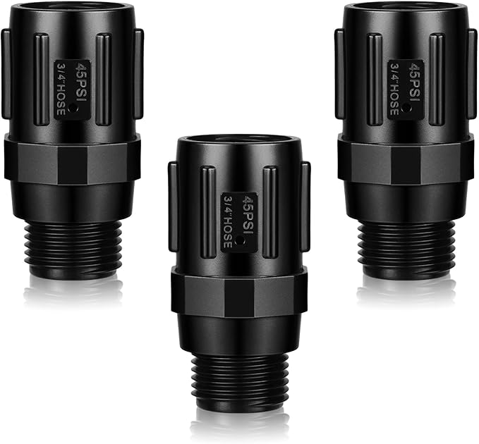 Tondiamo 3 Pcs 45 Psi Drip Irrigation Pressure Regulator, 3/4" Female Hose Thread x 3/4" Male Hose Thread Pressure Reducer Flow Valve for Garden Drip Irrigation Parts Emitters System