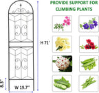 4 Pack Metal Garden Trellis 71" Tall Outdoor Climbing Plant Support for Roses, Flowers, Rustproof Durable Black Galvanized Tube, Lawn Garden Fence Decor Screen (4, Castle-71 H)