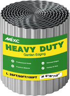 MIXC Corrugated Metal Garden Edging, Landscape Border for Lawn, Flower Bed & Paver (Silver, 8 Inch × 25FT)