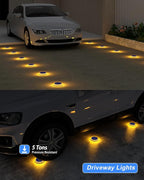 Solar Deck Lights - 4 Pack Outdoor Waterproof, Warm White Solar Step & Dock Lights for Pathway, Driveway & Ground