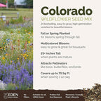 Eden Brothers Colorado Wildflower Mixed Seeds for Planting, 1 oz, 30,000+ Seeds with Cornflower, Lupine | Attracts Pollinators, Plant in Spring or Fall, Zones