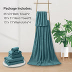8 Piece Extra Large Bath Towels Set,2 Oversized 35"x70" Bath Towel Sheets,2 Hand Towels and 4 Washcloths 600 GSM Highly Absorbent Quick Dry Towels Set for Bathroom Hotel Turquoise