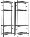 Sakugi Storage Shelves - Set of 2, 5-Tier Metal Shelf Organizer, Space-Saving Garage Shelving with Leveling Feet, Standing Shelves Organizer for Kitchen, Laundry, Pantry (18.4" x 12.6" x 57.4", Black)