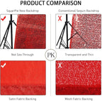 SquarePie Sequin Backdrop Less Transparent Background Sparkly Curtain for Wedding Christmas Party 6FT x 8FT Red