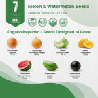 Organo Republic 7 Melon & Watermelon Seeds Variety Pack 480+ Non-GMO Heirloom Fruit Seeds for Planting Fruits in Individual Seed Packets, Home Garden Seeds for Hydroponic, Indoor & Outdoors Gardening