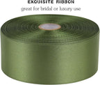 Olive Green Solid Satin Ribbon 1-1/2 Inch 50 Yards Solid Polyester Fabric Ribbon for Gift Wrapping Wedding Christmas Baby Shower Birthday Party Decoration Handmade Immortal Flower Craft
