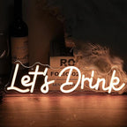 Let's Drink Neon Sign,Bar Neon Sign For Wall Decor,Warm White Led Signs Usb Powered,Living Room Decor, For Adult Boys Girls Bedroom Restaurant Hotel Party Birthday(16.5x4.7in)