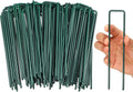 Therwen 6 Inch Turf Stakes for Artificial Grass Green Landscape Staples Bulk Galvanized Heavy Duty Garden Stake U Type Artificial Turf Stake Ground Anchor for Artificial Grass(Green, 200 Pcs)