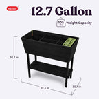Keter Urban Bloomer 12.7 Gallon Raised Garden Bed and Outdoor Herb Garden Planter with Self Watering Gauge and Drainage Plug, Dark Grey