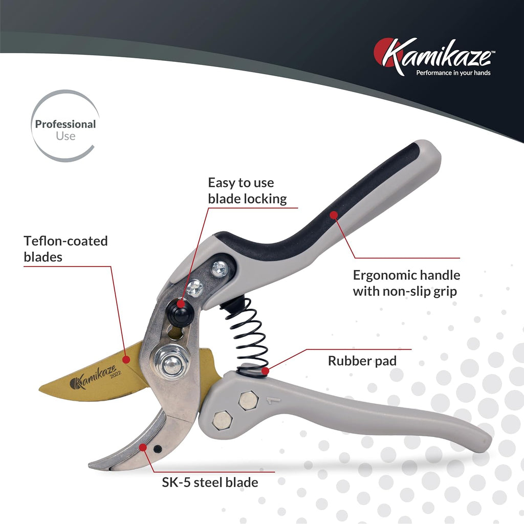 KM1-M FORCE ANVIL SHEAR- ANVIL PRUNER, Pruning Shears. Garden Pruners, Plant Pruners, Pruning Shears, Tefloned Blade Hand Pruner, Universal Garden Clippers great for garden and home.