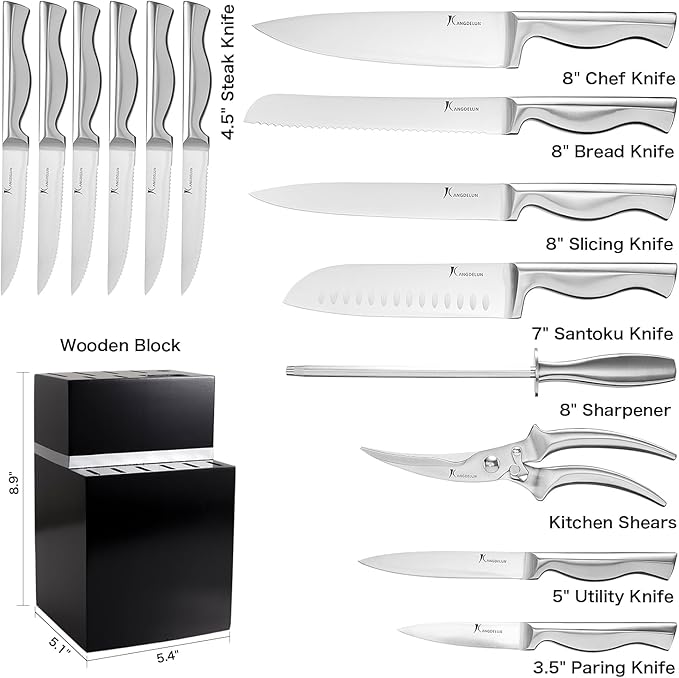 15-Piece Ultra Sharp Kitchen Knife Set with Wooden Block