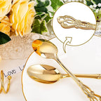 75PCS Gold Plastic Spoons - Gold Spoons Disposable - 8.1 Inch Heavy Duty Plastic Silverware - Heavyweight Elegant Disposable Utensils for Catering, Parties, Dinners, Weddings