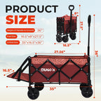 Collapsible Tailgate Wagon with Wheels, Compact Size Folding Utility Cart, 380LBS Capacity for Garden, Grocery, Beach, Camping – Portable Heavy Duty Cart(Brick Dot)