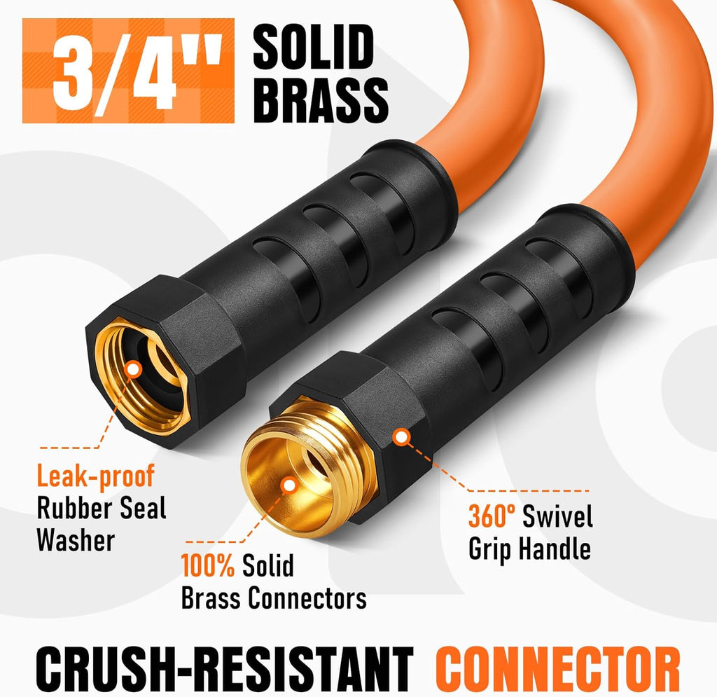 Garden Hose 15 ft x 5/8", NON-EXPANDING Flexible Water Hose, Kink Resistant Lightweight Hybrid Hose, Leakproof Yard Hose with Male to Female Fittings