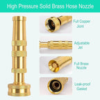 Garden Hose Nozzle, CM CUMIZON Solid Brass Heavy Duty Adjustable Twist Hose Nozzle, High Pressure Water Hose Sprayer Nozzle, 2 Pack