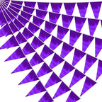 40M/130FT Purple Triangle Pennant Banner Flag Metallic Fabric Bunting Garland for Christmas Graduation Wedding Engagement Anniversary Bachelorette Birthday Bridal Shower Valentines Hen Party Supplies