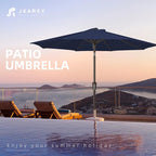 JEAREY 9FT Outdoor Patio Umbrella Outdoor Table Umbrella with Push Button Tilt and Crank, Market Umbrella 8 Sturdy Ribs UV Protection Waterproof for Pool, Garden (Navy)
