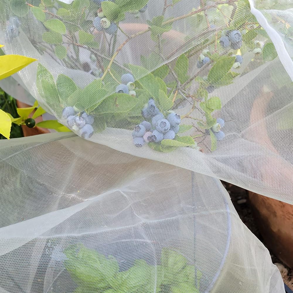 Garden Netting for Bird, Insect and Bug Cover 10x20FT 2 Pack | Multiple Size White Mesh Fabric Mosquito Net for Fruit & Vegetable Protection | Agricultural Strawberry, Blackberry & Berry Plant Barrier