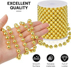 Craft String Pearls 10MM Pearl Bead, 33Feet Gold Faux Pearl Garland Spool Roll Strand Wedding Party Decoration, Christmas Tree Decorations