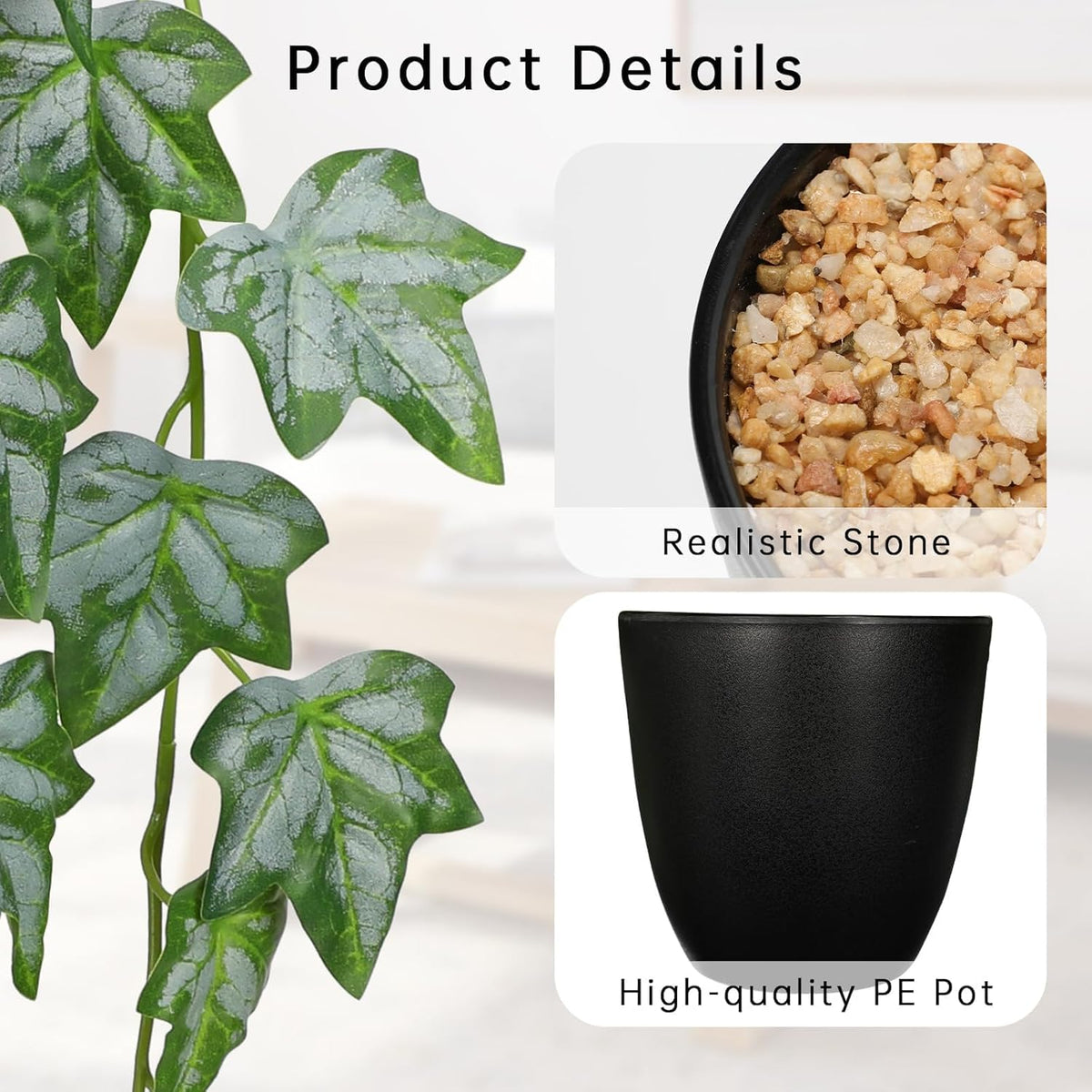 Set of 2 Fake Ivy Plant for Home Decor Indoor Silk Artificial Hanging Plant 25" Fake Ivy Vine Faux Ivy Leaves for House Room Indoor Outdoor Home Shelf Office Desk Plant Decor