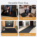 Outdoor Entry Rubber Rug, 6'x2' Commercial Heavy Duty Rubber Large Exterior Door Mat, Industrial Non-Slip Waterproof Welcome Floor Mats for Garage, Kitchen, Patio, Black 72" x 24"