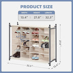 STORAGE MANIAC Stackable Shoe Cubby Organizer, Free Standing Shoe Cube Rack for Entryway, Bedroom, Apartment, Closet, 20-Cube Beige