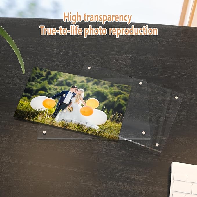 HELPLEX Picture Frames, 3 Pack 4x4 inch Acrylic Picture Frame Clear 4 x 4 Photo Frames Magnetic Picture Frames Ready for Tabletop Display, Effectively Protect Photos from Fading and Yellowing