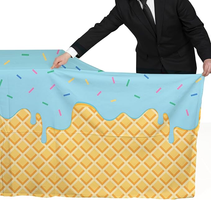 Gatherfun Ice Cream Party Supplies: 2-Pack Ice Cream Birthday Party Decorations,Disposable Plastic Tablecloth, Ideal Table Cover for Kids & Girls Birthday, Baby Shower & Themed Parties, 54 x 108 Inch