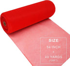 Red Tulle Fabric Roll Spool Bolt (54 Inch by 40 Yards) Large Tulle Wedding Party Decoration, Tutu Skirt, Table Runner, Gift Wrapping, Bridal Shower, Soft & Drape (Red)