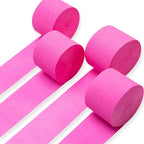 PartyWoo Pink Crepe Paper Streamers 4pcs 328ft Pack of Dark Hot Pink Magenta Fuchsia Crepe Paper Streamers for Birthday Gender Reveal Baby Shower Wedding Bachelorette Princess Party Decorations