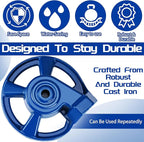 Domensi 1 Pack Cast Iron Lawn Sprinklers for Yard Heavy Duty Metal Garden Water Sprinkler American Threaded Joints for Lawn Garden Yard Irrigation System, Blue