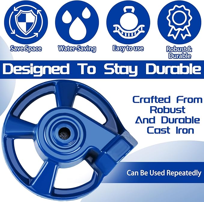 Domensi 4 Pack Cast Iron Lawn Sprinklers for Yard Heavy Duty Metal Garden Water Sprinkler American Threaded Joints for Lawn Garden Yard Irrigation System, Blue