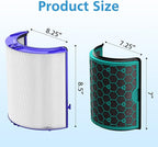 TP04 Replacement Filter for Dyson TP04 HP04 DP04 TP05 DP05 Air Purifier Sealed Two Stage Pure Cool Fan Combi 360° Glass HEPA Filter & Activated Carbon Filter, #969048-01, Purple/Teal