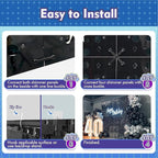 Qcity Mirror White Sequin Wall Backdrop 36PCS, Black Back Not See-Through Design, Square Sequin Glitter Backdrop Panel, Perfect for Outdoor Events, Birthdays, Wedding and Party Decoration