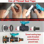 Rain Barrel Spigot PVC Faucet Kit Water Diverter Kit with Bulkhead Fitting, Ball Valve, Garden Hose Barb(12.5mm) Adapter, Pipe Clamps, Thread Tape, Hole Saw(for 12.5mm ID Hose)