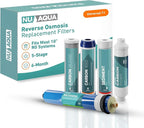 NU Aqua Reverse Osmosis Water Filter System Replacement Set - 5 Stage Under Sink Kit - Includes Membrane, Sediment, Carbon Filters, Parts & Fittings - Universal Undersink RO Filtration Cartridge Pack