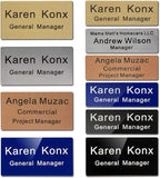 Custom Engraved Name Tag Badge for Business Personalized Identification with Pin or Magnetic Backing Aluminum ID Badge (Black/White, 1" x 3")