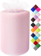 Light Pink Tulle Fabric Roll 6 Inch X 300 FT (100 Yards) Matte Tulle Ribbon Netting Mesh Spool for DIY Tutu Skirt Wedding Bow Gift Wrapping Baby Shower Christmas Party Halloween Decorations