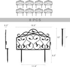 Evelyne Decorative Garden Border Edging: Faux Wrought Iron Leaf & Bird Design