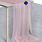 MDS 5 Pack 10ft Chiffon Table Runner 29 x 120 Inches Sheer Wedding Runner Romantic Rustic Table Runner for Wedding Decorations, Birthday Parties, Bridal Shower Party Arch Decor - Blush Pink