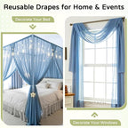 Wedding Arch Draping Fabric 29" x 19Ft Sheer Drapes for Backdrop Wedding Ceremony Reception Ceiling Decor Curtain Baby Bridal Shower Decoration (Dusty Blue, 1 Panel)