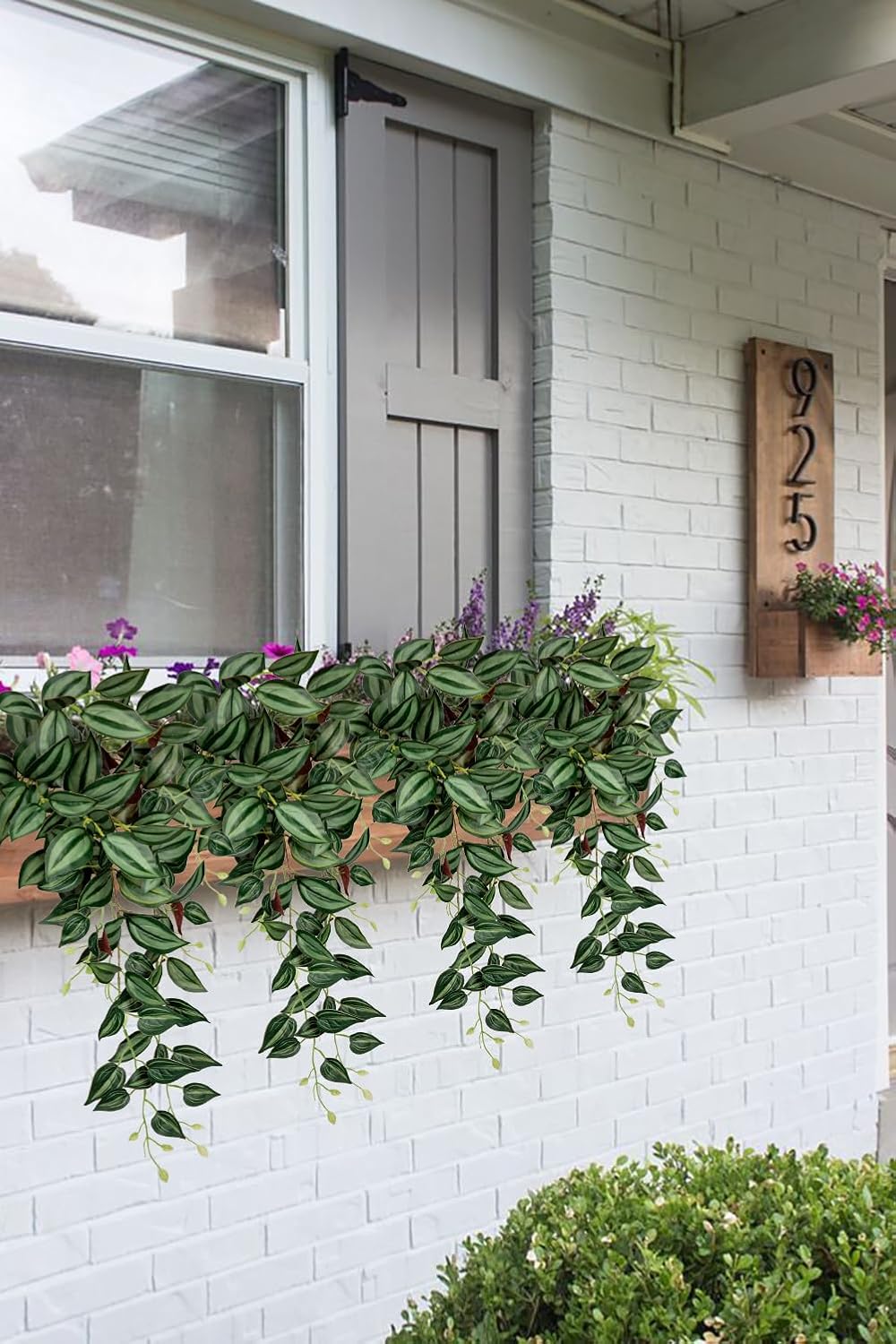 DILATATA Fake Hanging Plants Artificial Hanging Plants 26" Faux Wandering Jew Hanging Leaves Plants for Wall Shelf Home Indoor Outdoor Decor - 2 Pack