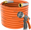 SPECILITE Garden Water Hose 200 ft x 5/8 in Heavy Duty, Flexible and Lightweight, Burst 600 psi, Kink-less Hybrid Rubber Pipe for Backyard, 3/4'' Brass Fittings, Orange