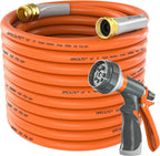 SPECILITE Garden Water Hose 200 ft x 5/8 in Heavy Duty, Flexible and Lightweight, Burst 600 psi, Kink-less Hybrid Rubber Pipe for Backyard, 3/4'' Brass Fittings, Orange