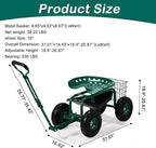VINGLI Garden Cart with Rolling Seat, Wheels, Adjustable Steering Handle & Utility Tool Tray, Planting Wagon Scooter, Gardening Tool for Senior, for Patio, Backyard, Lawn & Outdoor (Green)